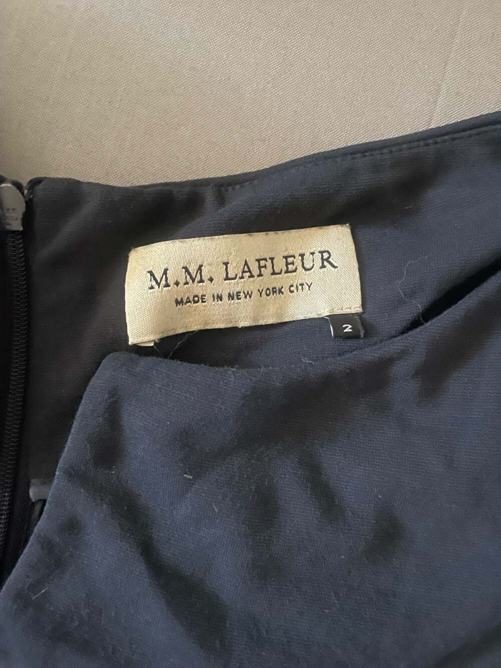 M.M.LaFleur Navy Notch Neck Sheath Midi Dress - Picture 2 of 6